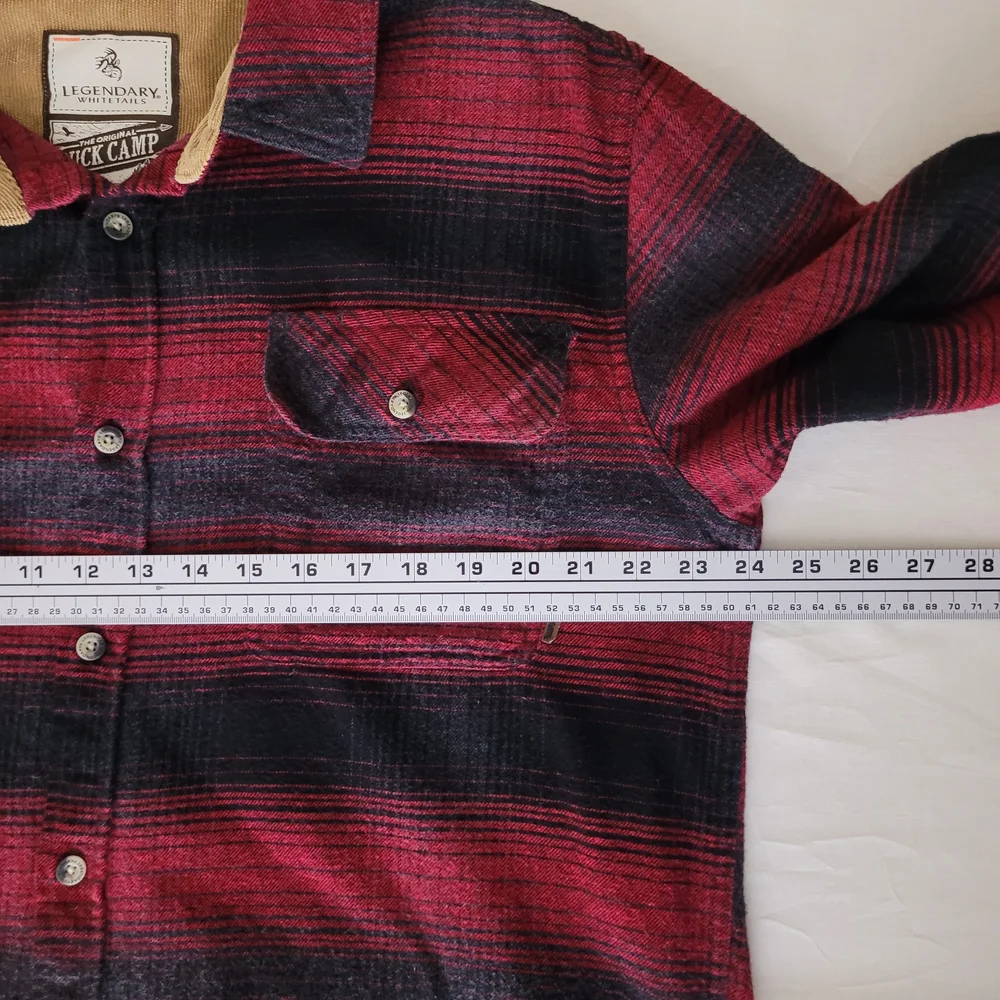 Legendary Whitetails‎ Mens L Buck Camp Red Brushed Striped Flannel Workwear